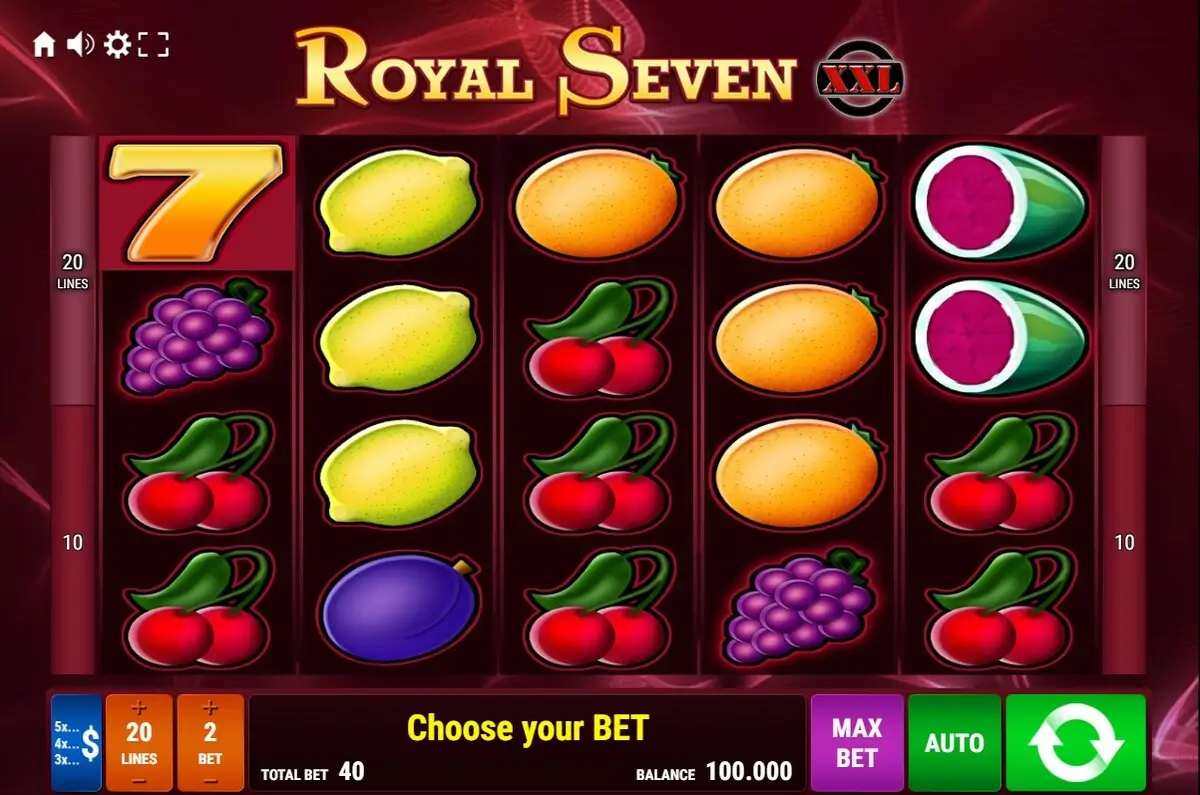 Screenshot des Royal Seven XXL Slots von Gamomat