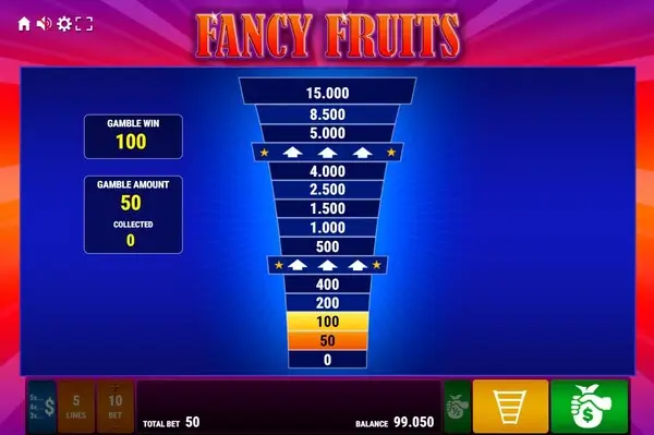 Screenshot der Card Gamble Funktion bei Fancy Fruits